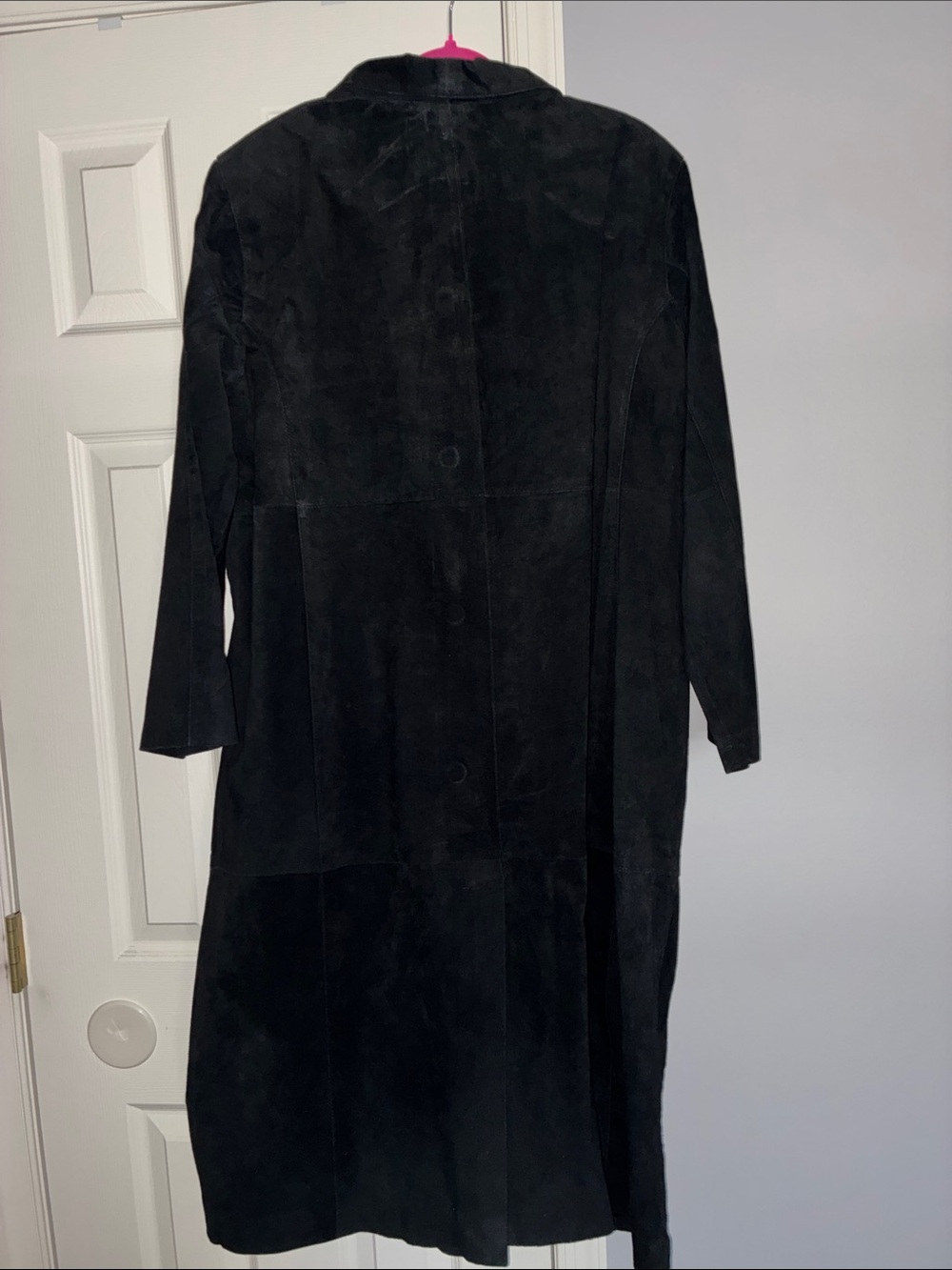 Women's Black Long Suede Trench Coat Size XL NWT - Picture 5 of 6